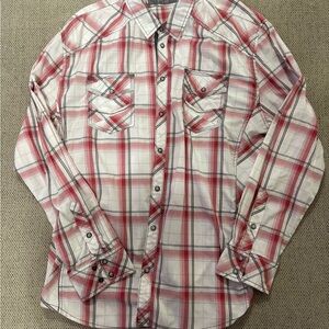 BKE Red and White Plaid Button Down Shirt